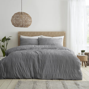 Seersucker Duvet Set - Grey