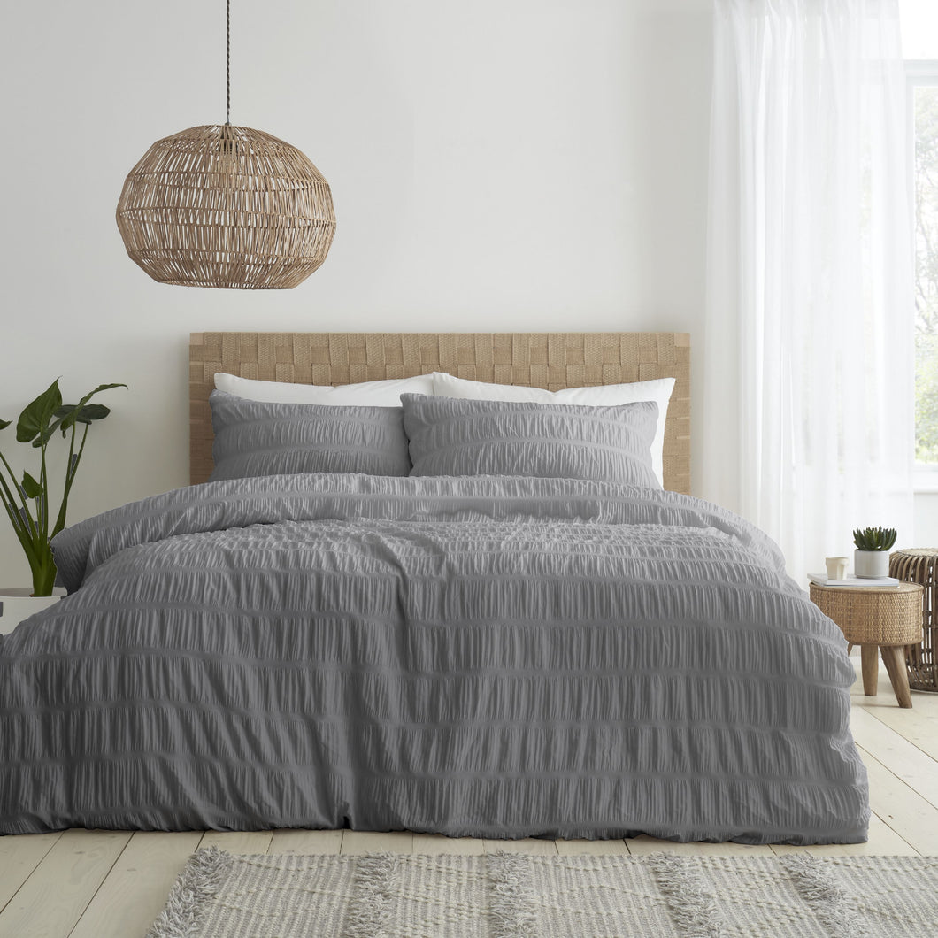 Seersucker Duvet Set - Grey