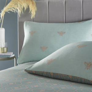 Bee Geometric Duvet Set - Eau De Nil (Pale Green)