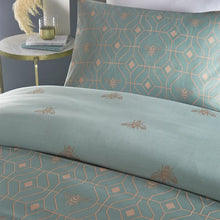 Load image into Gallery viewer, Bee Geometric Duvet Set - Eau De Nil (Pale Green)
