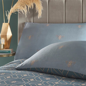 Bee Geometric Duvet Set - French Blue