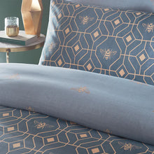 Load image into Gallery viewer, Bee Geometric Duvet Set - French Blue
