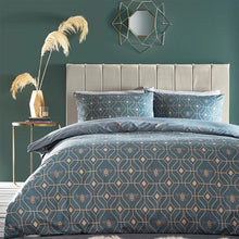 Load image into Gallery viewer, Bee Geometric Duvet Set - French Blue
