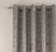 Load image into Gallery viewer, Broadway Grey/Silver Eyelet Curtains
