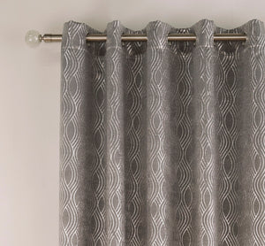 Broadway Grey/Silver Eyelet Curtains