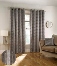 Load image into Gallery viewer, Broadway Grey/Silver Eyelet Curtains
