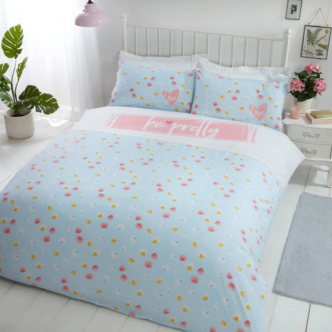 *Be Pretty Blush Sky Blue Duvet Set (SINGLE AND DOUBLE)