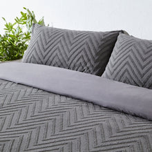 Load image into Gallery viewer, Chevron Charcoal Cotton Duvet Set
