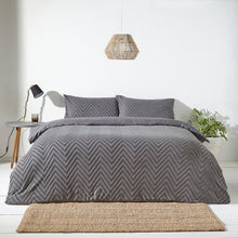 Load image into Gallery viewer, Chevron Charcoal Cotton Duvet Set
