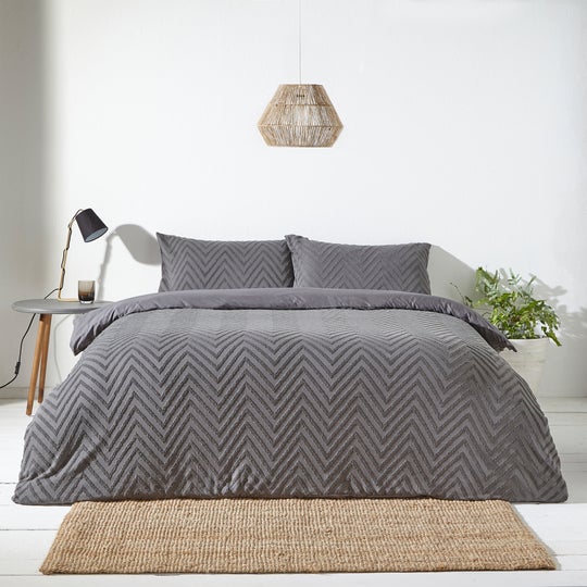 Chevron Charcoal Cotton Duvet Set