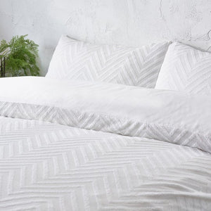 *Chevron White Cotton Duvet Set (SINGLE)