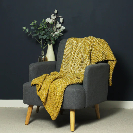 Elina Ochre Knitted Throw
