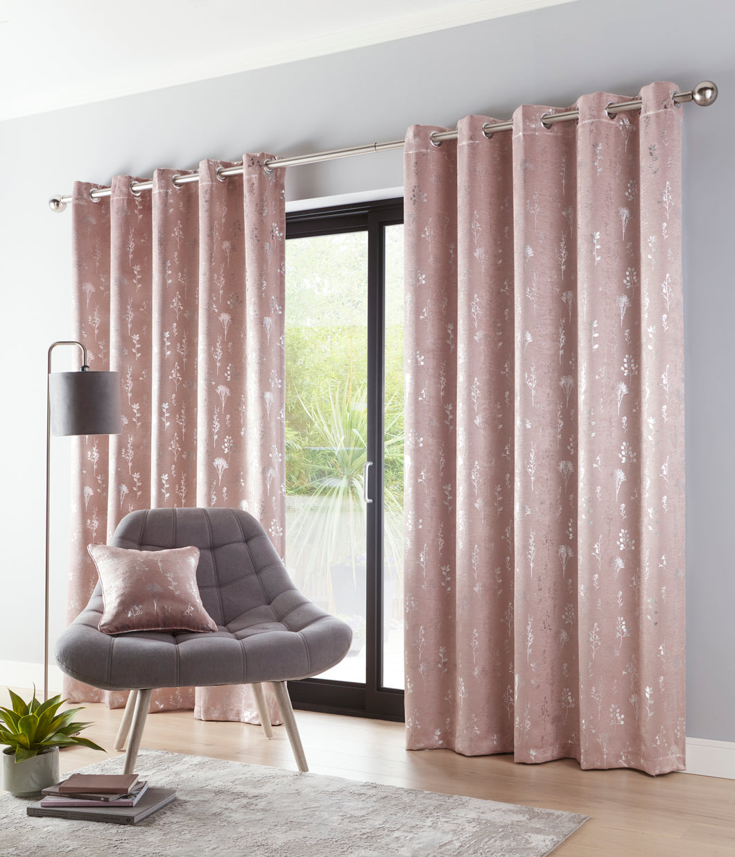 Fleur Blush Eyelet Curtains