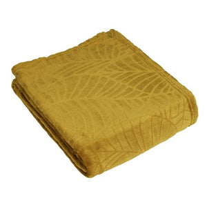 Folio Botanical Fleece Throw - Mustard