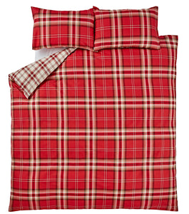Kelso Check Duvet Set - Red