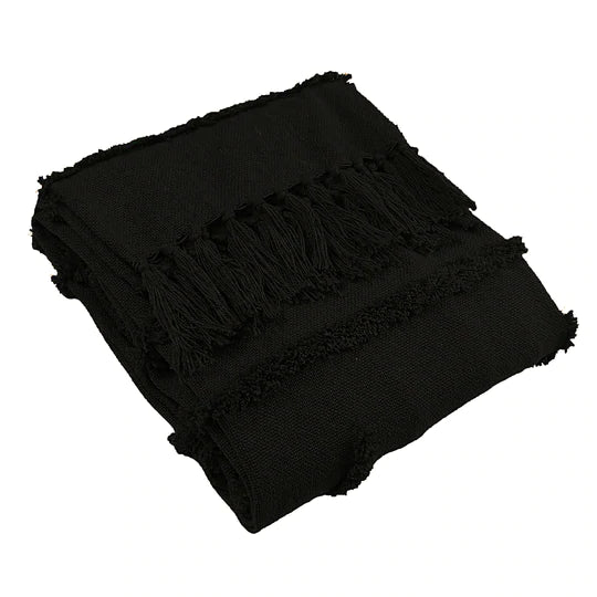 Jakarta Black Tufted Woven Throw