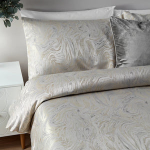 Marble Jacquard Oyster Duvet Set