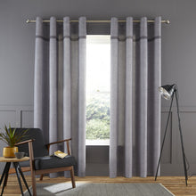 Load image into Gallery viewer, Melville Woven Texture Grey Eyelet Curtains (66&quot; X 90&quot;)
