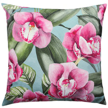 Load image into Gallery viewer, Orchids Duck Egg Outdoor Filled Cushion
