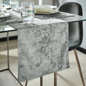 Crushed Velvet Table Linen Range - Silver