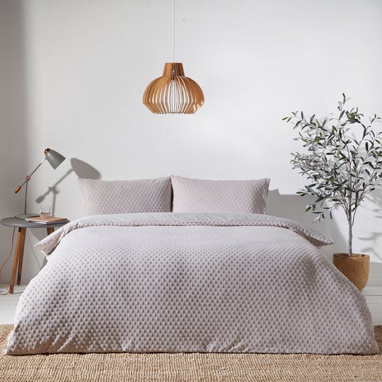 Polka Tuft Stone Cotton Duvet Set