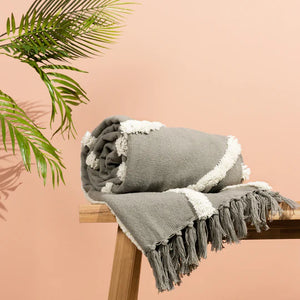Rainbow Tuft Throw - Grey