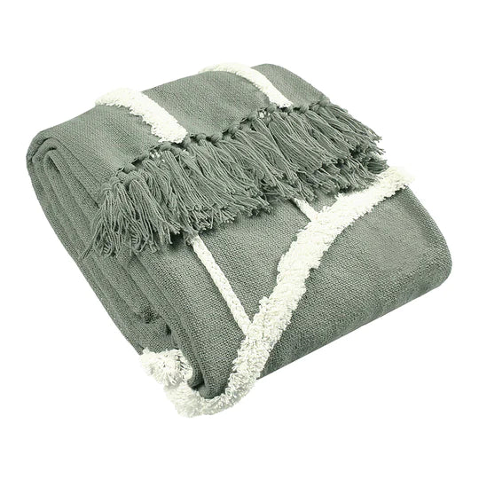 Rainbow Tuft Throw - Grey