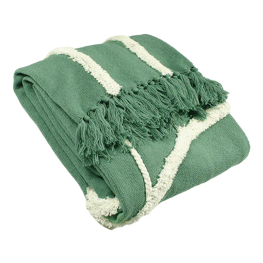 Rainbow Tuft Throw - Green
