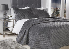 Load image into Gallery viewer, Grey Plush Quilted Bedspread Set
