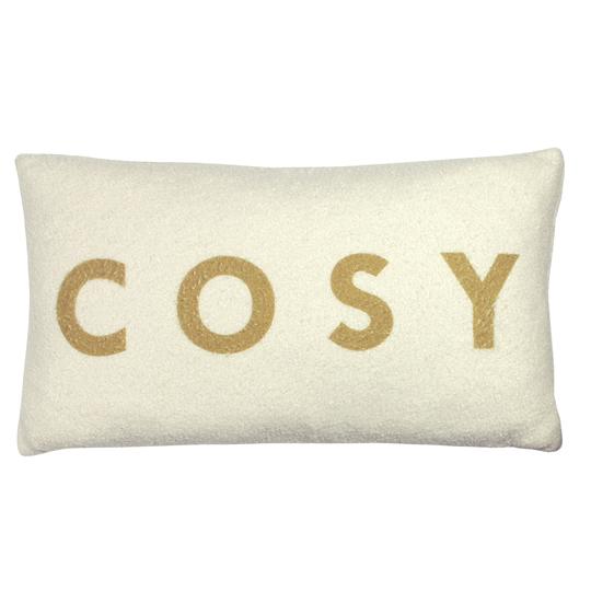 Cosy Sheared Filled Bolster Cushion - Natural/Gold