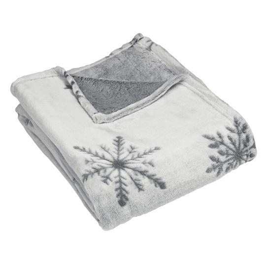 Snowflake Fleece Throw - Silver
