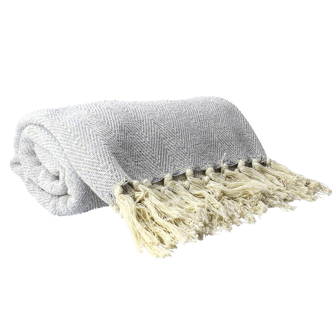 Light Grey Woven Chevron Throw