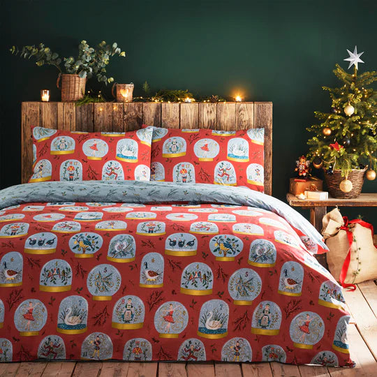 Twelve Days of Christmas Festive Duvet Set - Red