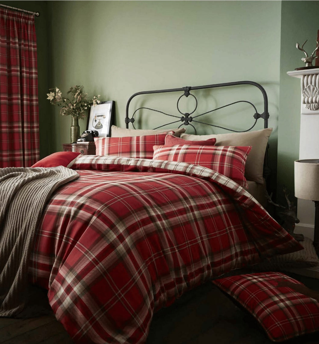 Kelso Check Duvet Set - Red