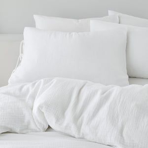 Afra White Cotton Muslin Duvet Set