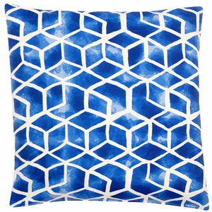 Blue Geo Outdoor Filled Cushion