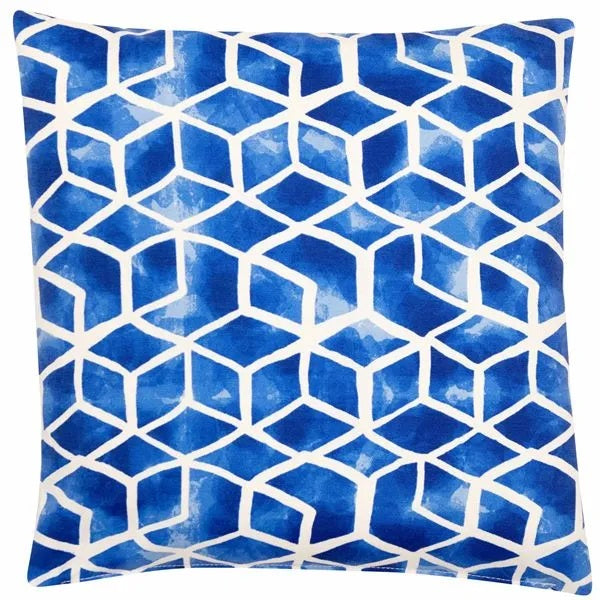 Blue Geo Outdoor Filled Cushion