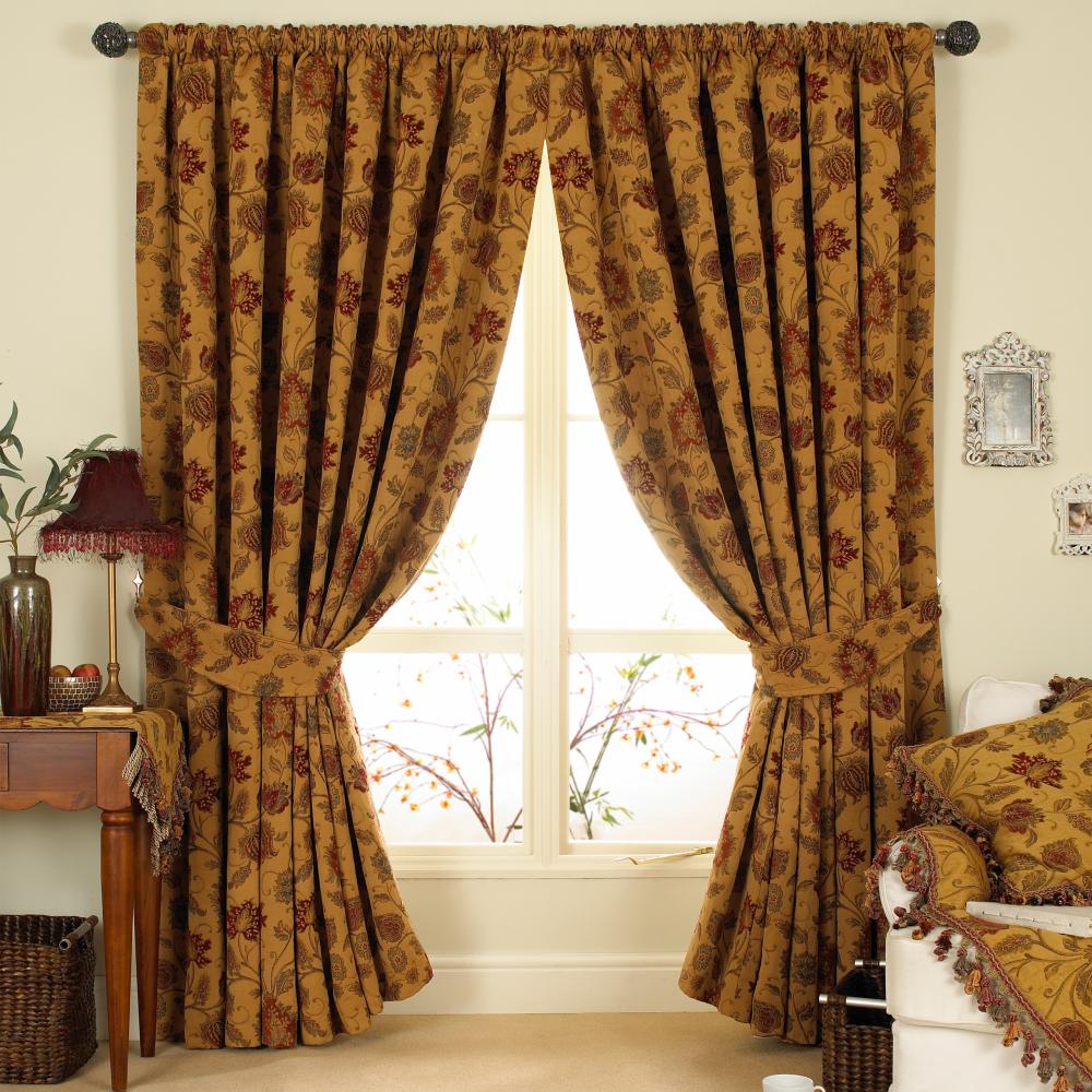 Balmoral Gold Tape Top Curtains