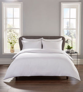 White/Grey 400 Thread Count Piped Duvet Set