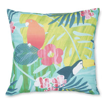 Load image into Gallery viewer, Tropical Birds Filled Outdoor Cushion - Teal
