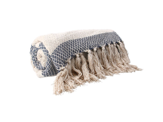 Navy/Natural Diamond Throw