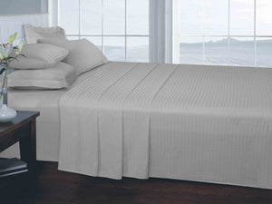 Satin Stripe Silver 250TC Fitted Sheet