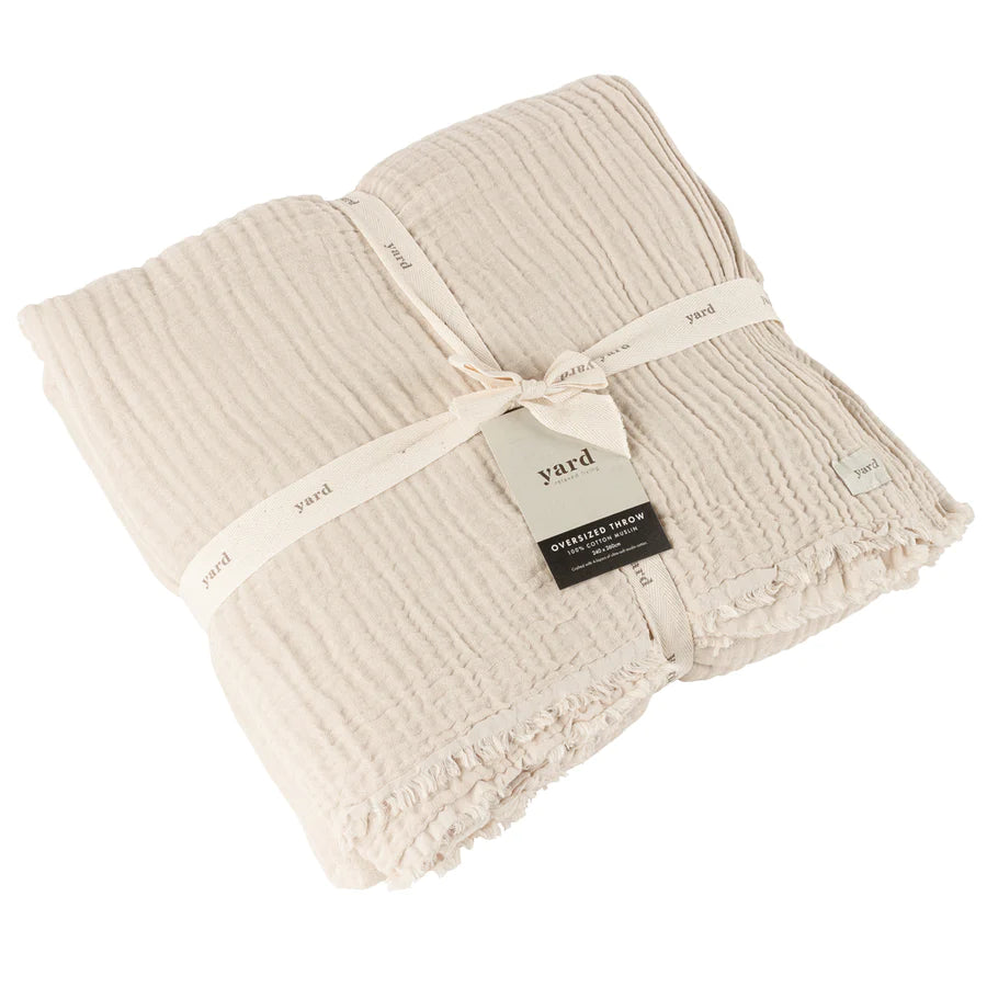 Lark Natural Crinkle Cotton Throw