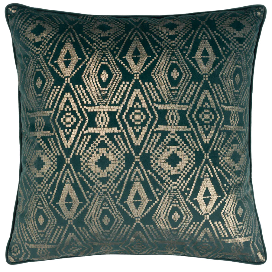 Tayanna Metallic Velvet Cushion Cover - Emerald