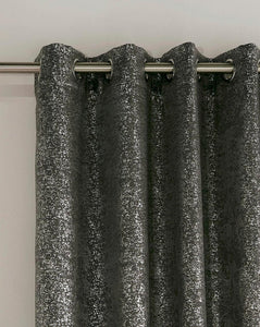 Halo Charcoal Eyelet Curtains