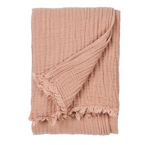 Lark Blush Crinkle Cotton Throw