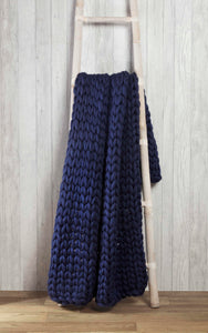 Navy Chunky Knit Throw