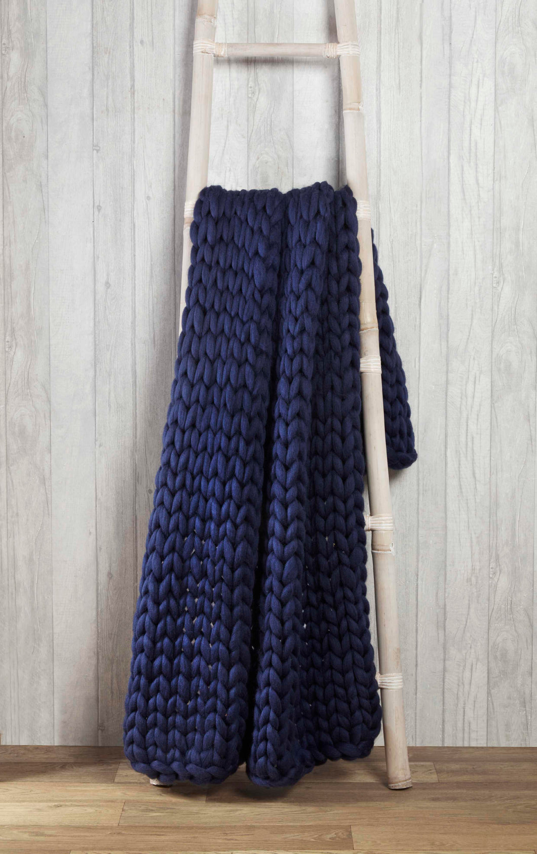 Navy Chunky Knit Throw