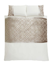 Load image into Gallery viewer, Lattice Cut Velvet Natural Duvet Set
