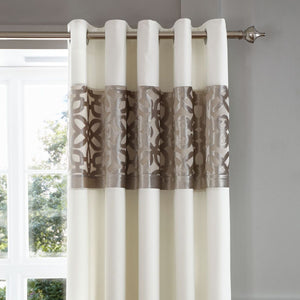 Lattice Cut Eyelet Curtains - Natural
